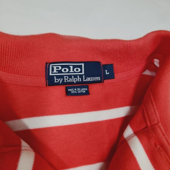 Polo by Ralph Lauren Polo Classic Preppy Sleeve Red White Stripes Cotton Mens L - Picture 3 of 14